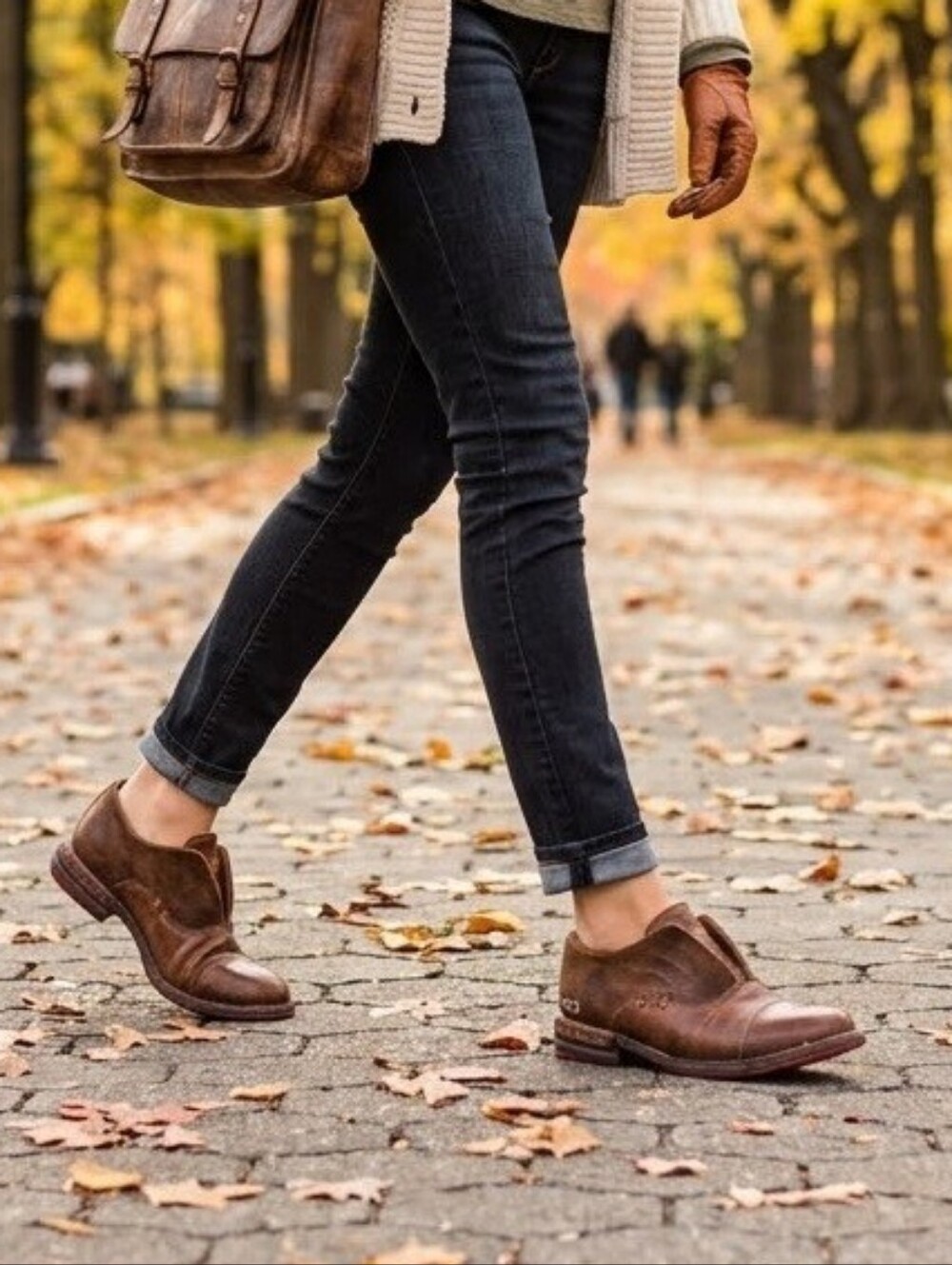 BED|STU Cobbler Series Rose Leather Slip On Oxfords Brown Red Sole Sz 8